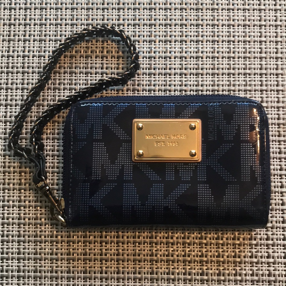 Michael Kors Navy MK Logo Wristlet Wallet